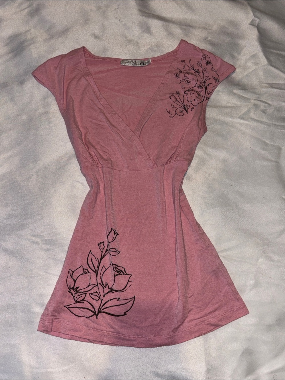 Y2K Dusty Pink Floral Wrap Style Top Small | Coquette 2000s